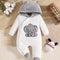 Boys' Bear Patch Hooded Winter Romper