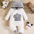 Boys' Bear Patch Hooded Winter Romper