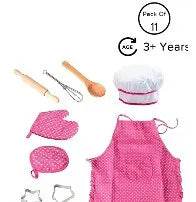 11pc Kids Baking Set: Apron, Chef Hat & Utensils - Little Fashion