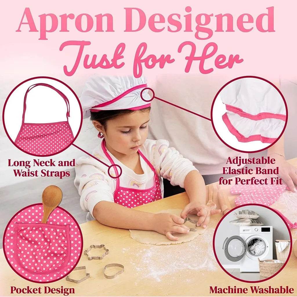 11pc Kids Baking Set: Apron, Chef Hat & Utensils - Little Fashion