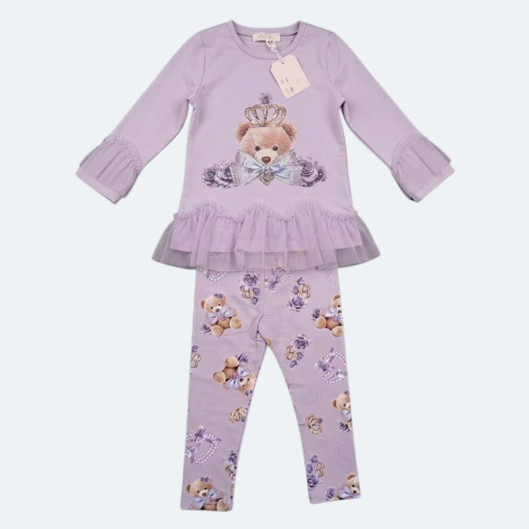 Giorgio Bambini Girls Crown Teddy Peplum Legging Set
