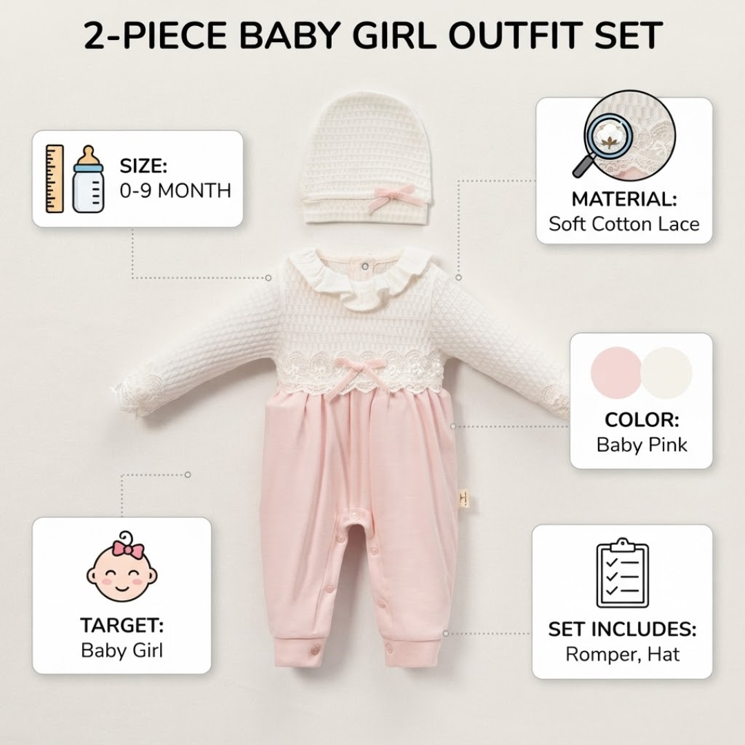 2-Piece Baby Girl Romper Set 