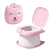 Pink children's potty with cartoon face design on a white background