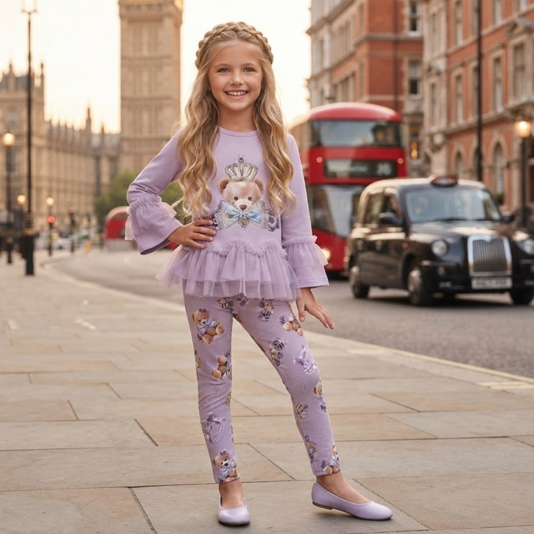 Giorgio Bambini Girls Crown Teddy Peplum Legging Set
