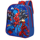 Backpack with Spider-Man and Venom design on a blue background