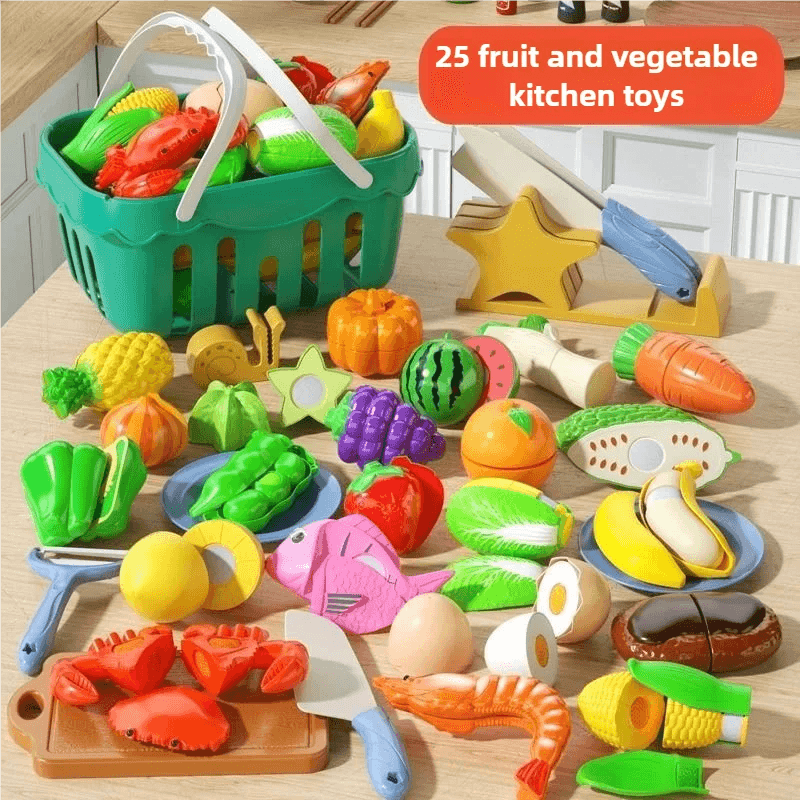 25PCS Kids Kitchen Toy Set with Music & Cutting Play - Little Fashion