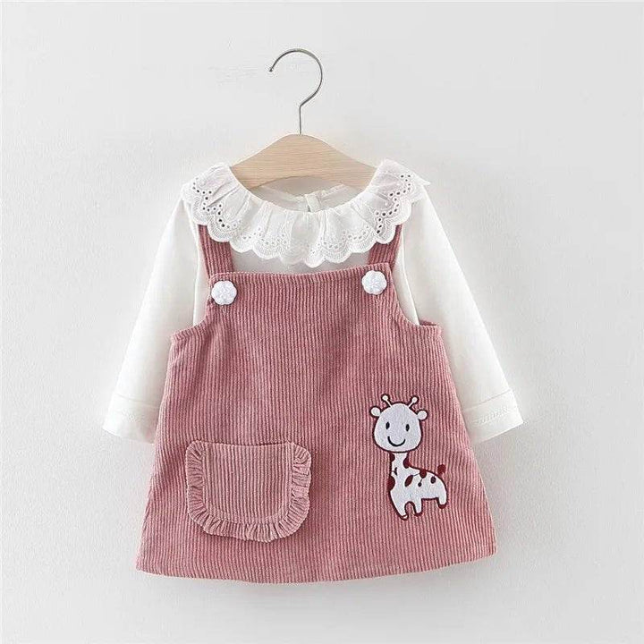 2pc Girl's Fur Vest & Velvet Princess Dress Set - Little Fashion