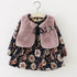 2pc Girl's Fur Vest & Velvet Princess Dress Set - Little Fashion