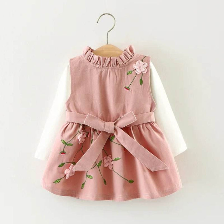 2pc Girl's Fur Vest & Velvet Princess Dress Set - Little Fashion