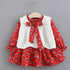 2pc Girl's Fur Vest & Velvet Princess Dress Set - Little Fashion