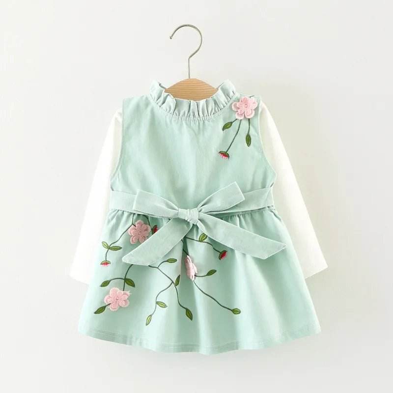 2pc Girl's Fur Vest & Velvet Princess Dress Set - Little Fashion