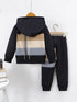 2pcs Boys' Stripe Hoodie & Joggers Set - Little Fashion