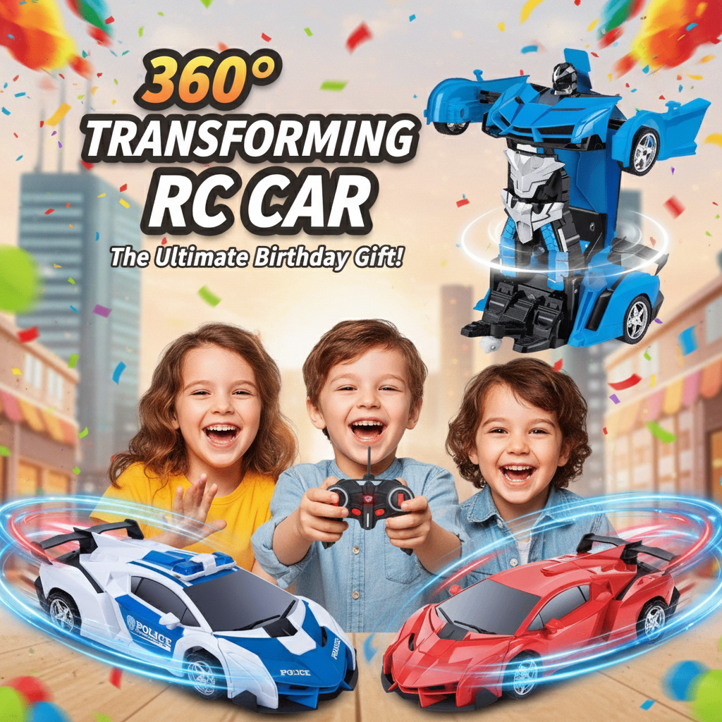 360° Transforming RC Car with Kids Playing