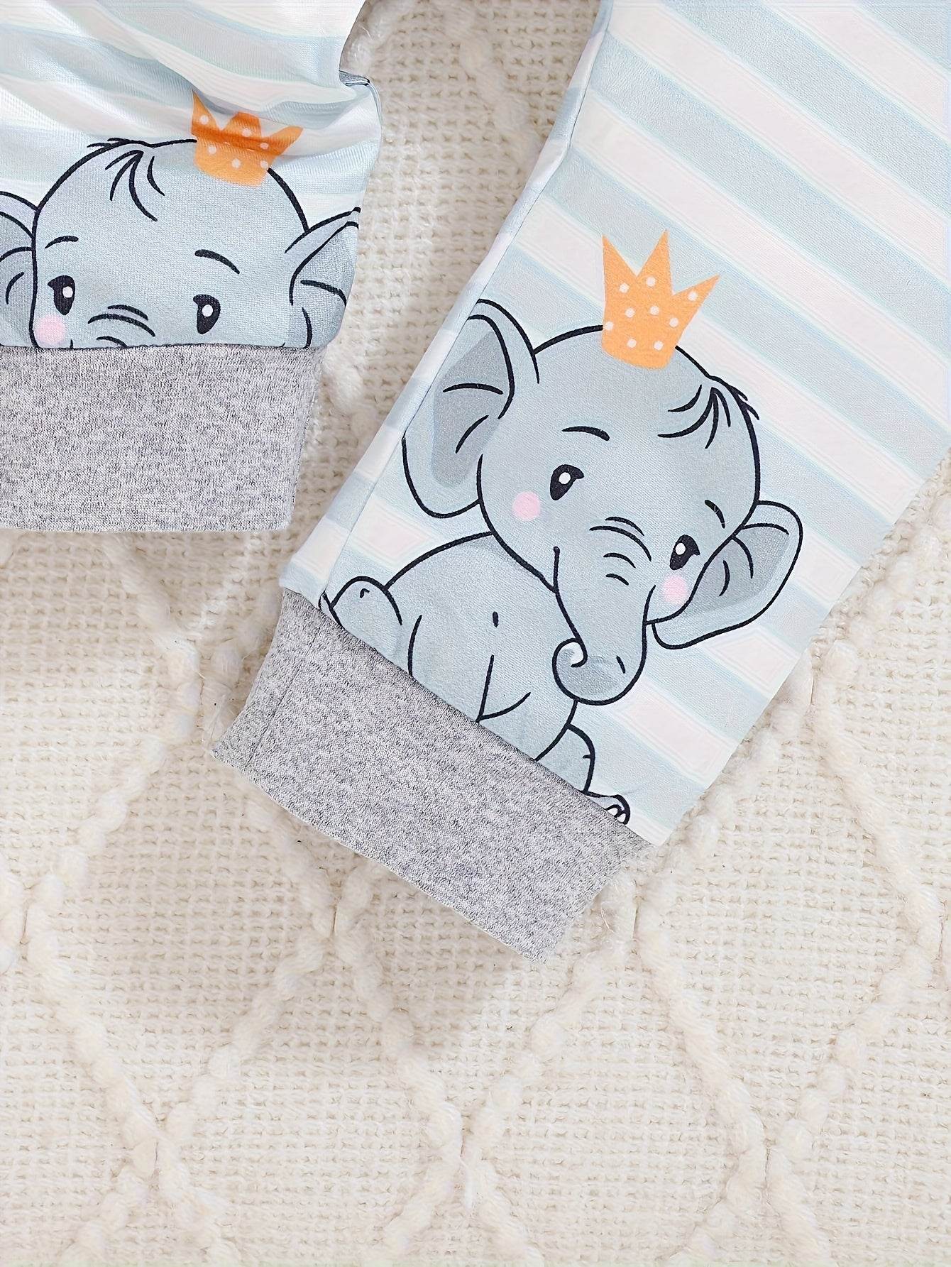 3pc Baby Boy Elephant Jumpsuit, Pants & Hat - Little Fashion