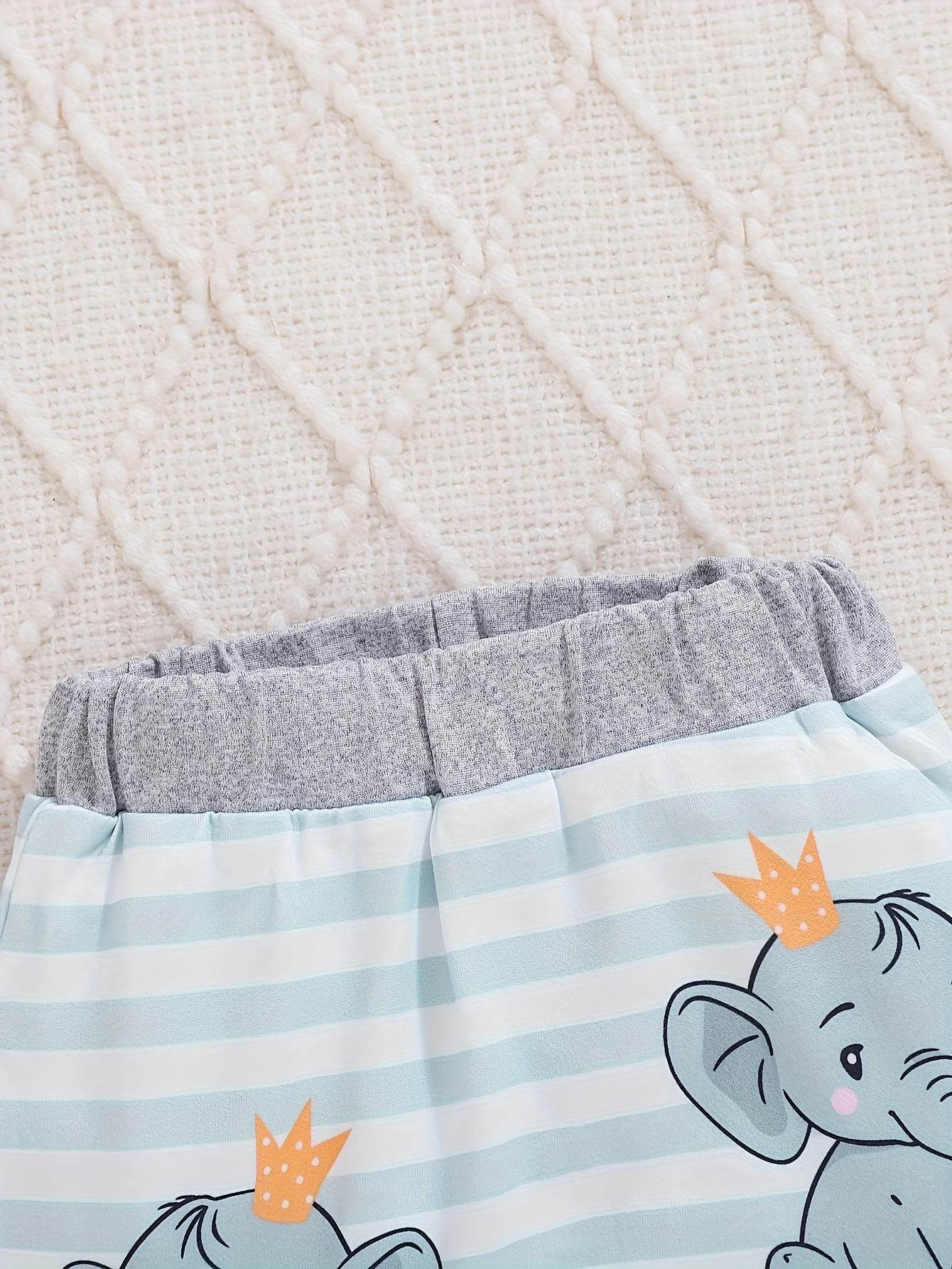 3pc Baby Boy Elephant Jumpsuit, Pants & Hat - Little Fashion