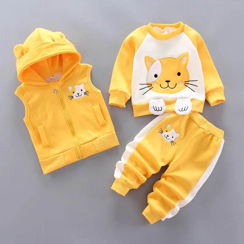 3pc Baby Fleece Outfit: Sweater, Pants & Hood - Little Fashion