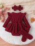 3pc Baby Girl Ribbed Dress, Socks & Headband - Little Fashion
