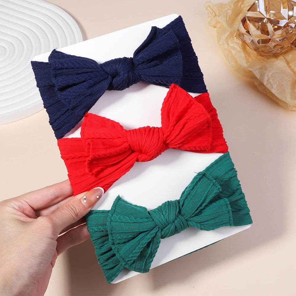 3Pcs Cable Knit Baby Headbands – Elastic Turban for Girls - Little Fashion