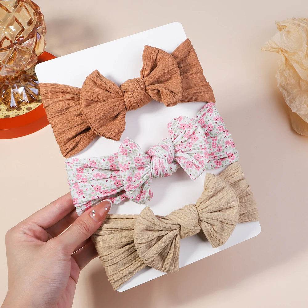 3Pcs Cable Knit Baby Headbands – Elastic Turban for Girls - Little Fashion
