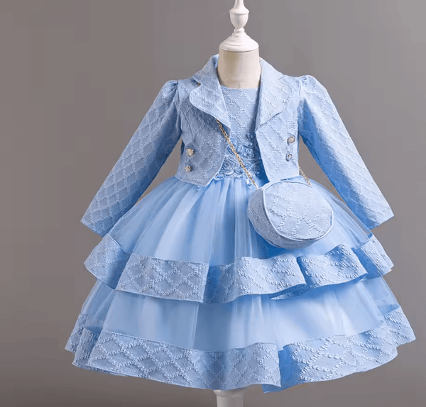 3PCs Satin Princess Party Dress Set - Little Fashion