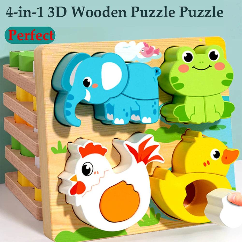 4 - in - 1 Wooden Animal Puzzle for Kids - collection_name