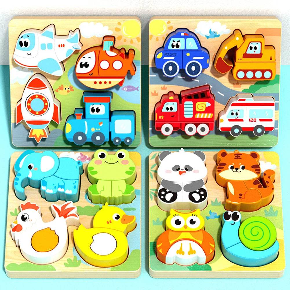 4 - in - 1 Wooden Animal Puzzle for Kids - collection_name