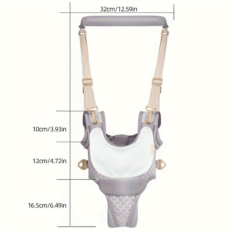 Baby harness with measurement details on a white background