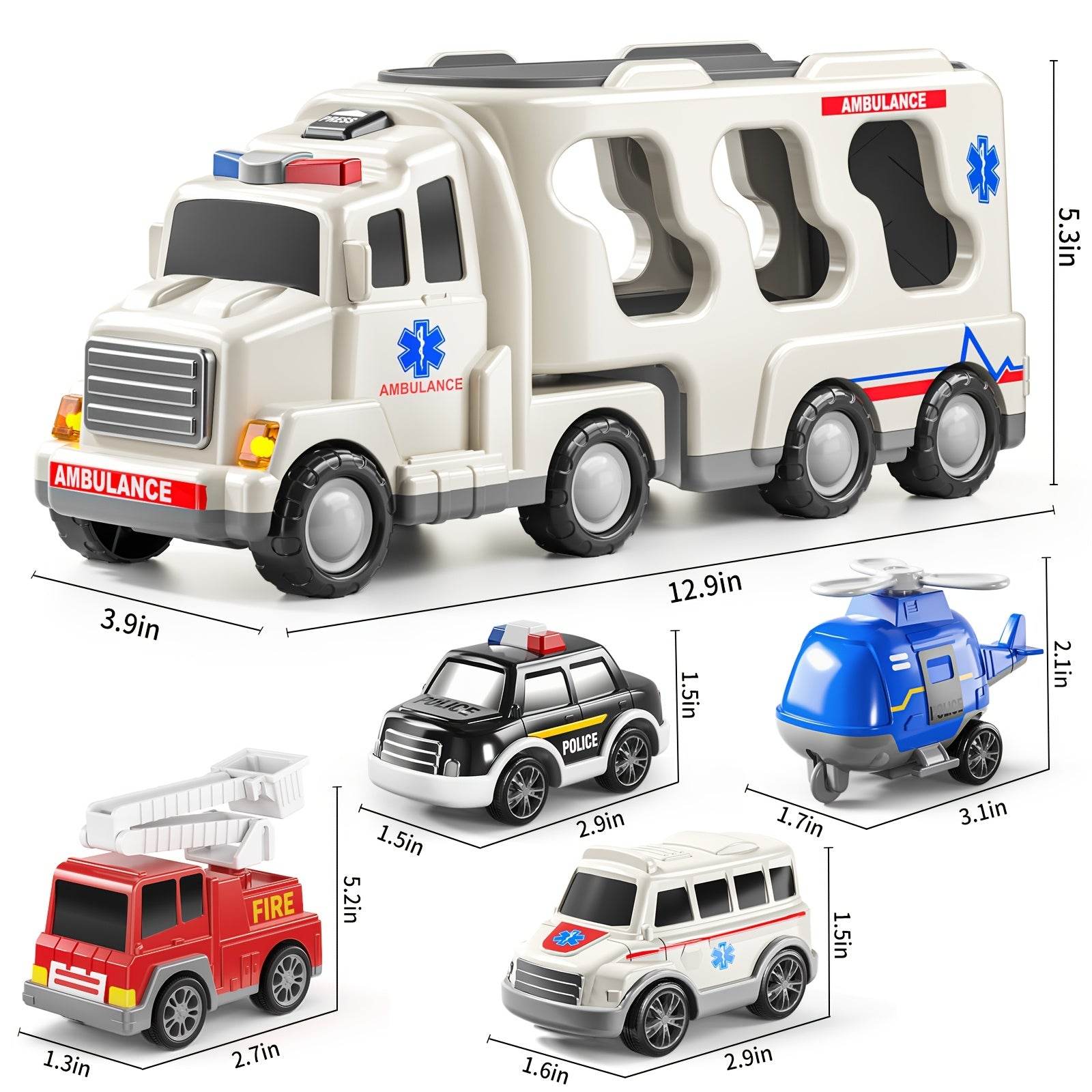 5-Pack Toddler Rescue Vehicles: Ages 3-6 - Little Fashion