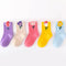 5 Pairs Girls Cartoon Socks – Cute Floral Design - Little Fashion