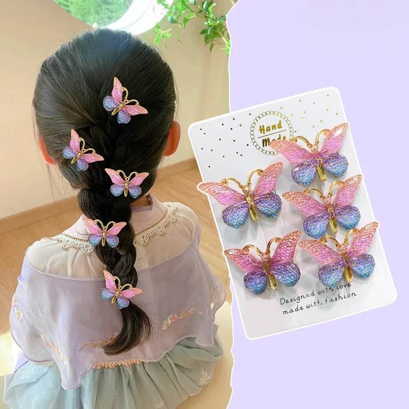 5PCS Kids Gradient Color Hair Clips & Barrettes - Little Fashion