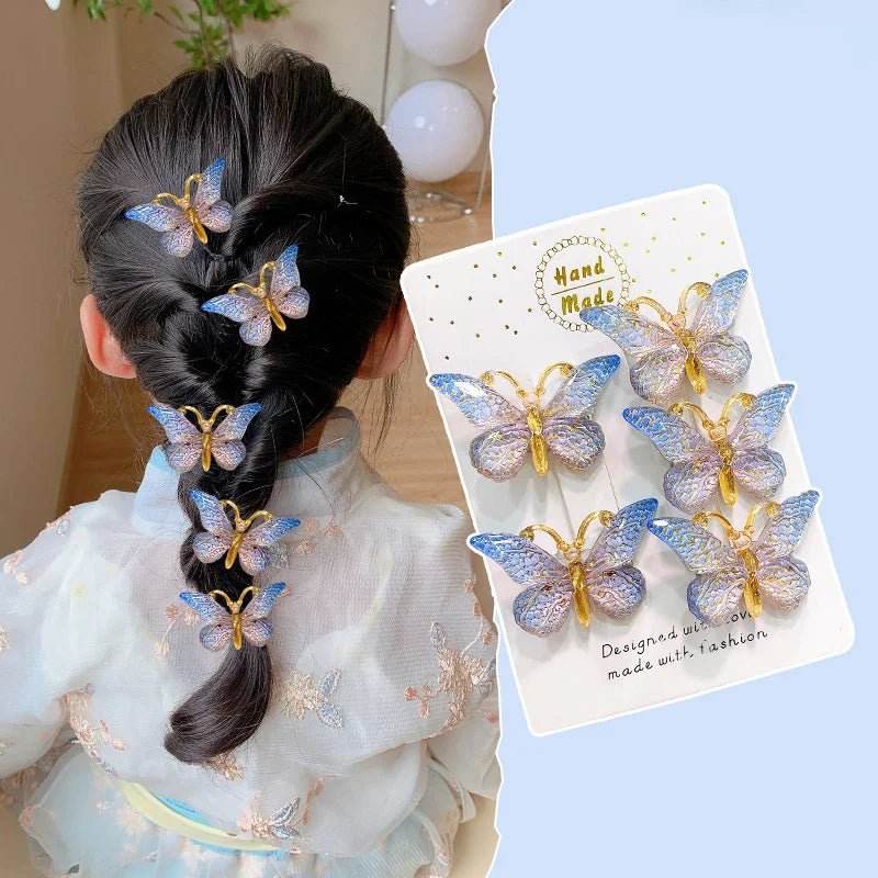 5PCS Kids Gradient Color Hair Clips & Barrettes - Little Fashion