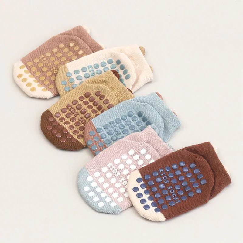 6 Pairs Non-Slip Kids Socks – Cute Cartoon Animals - Little Fashion