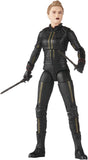 Action figure in black and gold outfit with a sword on a white background