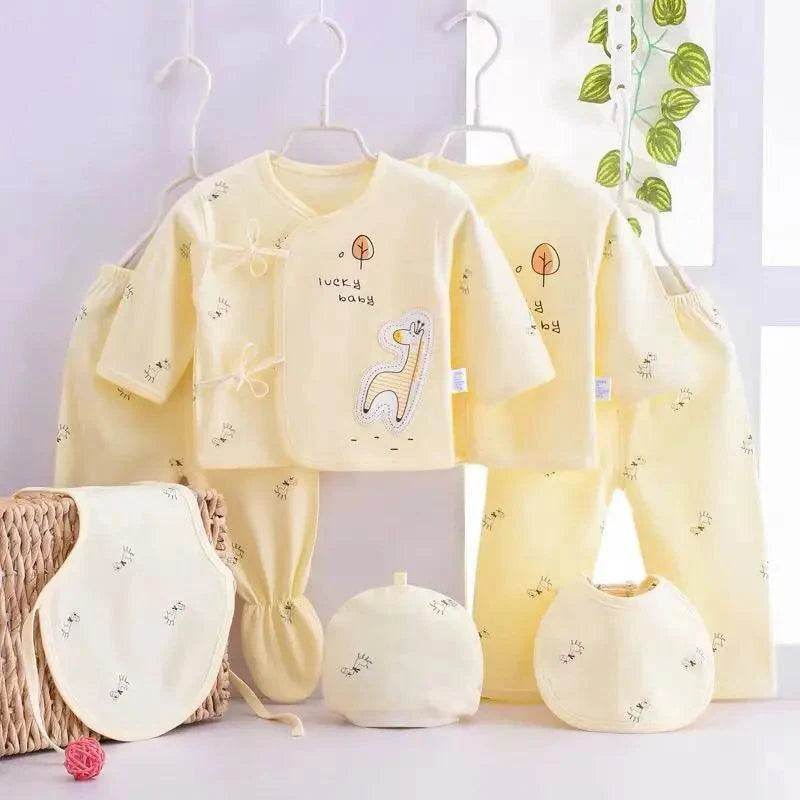 7-Piece Newborn Baby Clothes Set – Spring Cotton Outfit for Baby Boys and Girls - Little Fashion