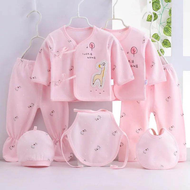 7-Piece Newborn Baby Clothes Set – Spring Cotton Outfit for Baby Boys and Girls - Little Fashion