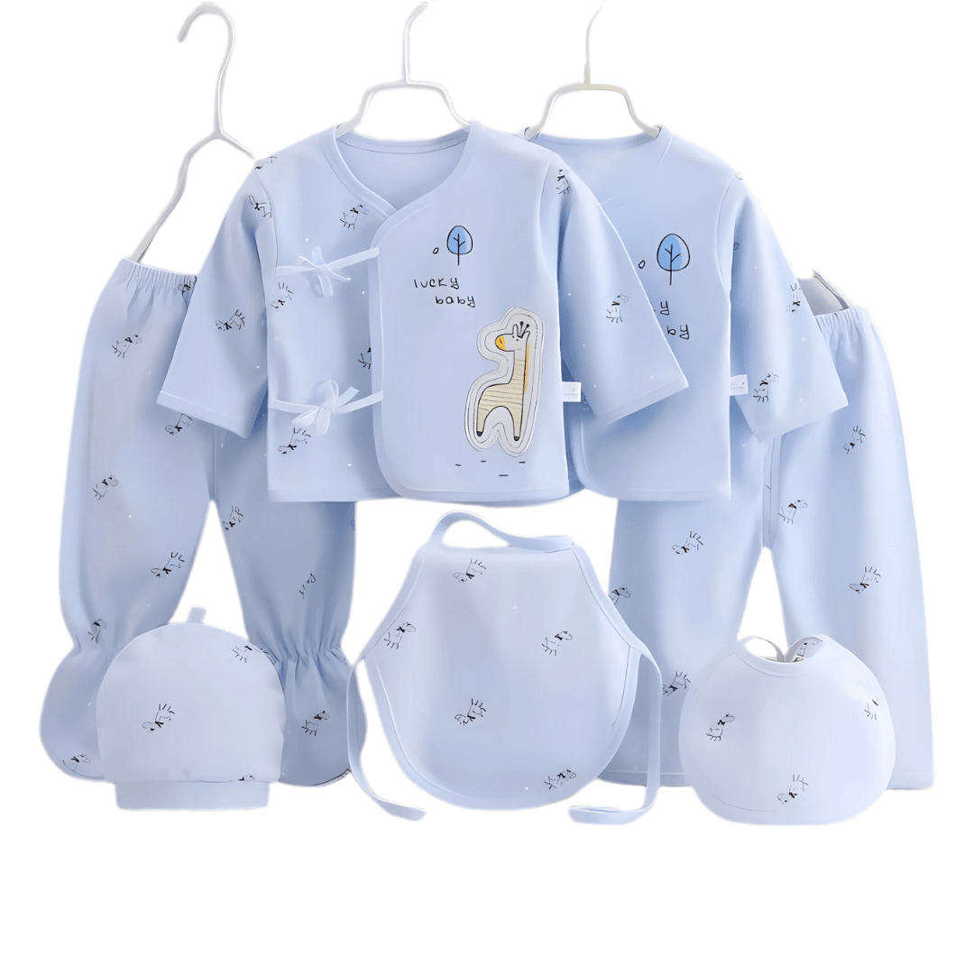 7-Piece Newborn Baby Clothes Set – Spring Cotton Outfit for Baby Boys and Girls - Little Fashion