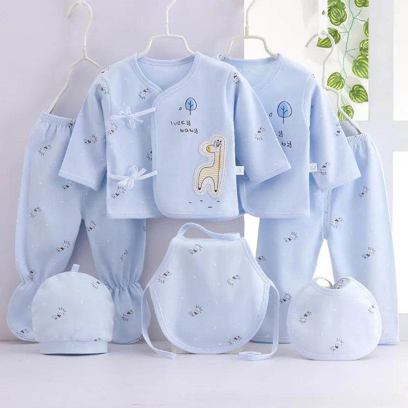 7-Piece Newborn Baby Clothes Set – Spring Cotton Outfit for Baby Boys and Girls - Little Fashion