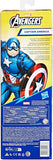 Box of Marvel Avengers Captain America figure with character illustration and text.