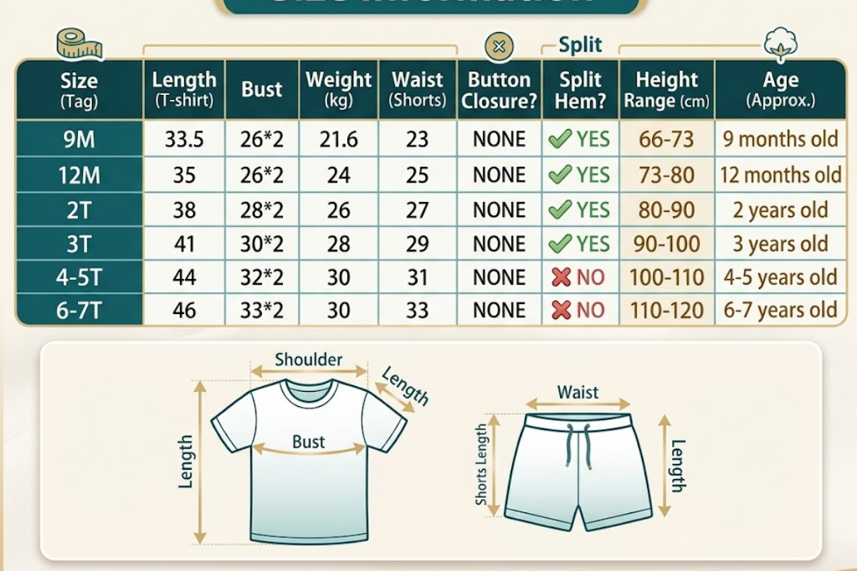 Kids Summer Cotton T-Shirt & Shorts Set for Boys & Girls