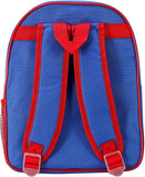 Blue backpack with red straps on a white background