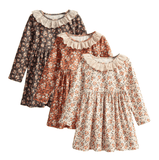 Christmas Floral Fleece Dress for Girls 2-7Y - Little Fashion