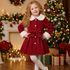 Girls' Winter Coat: Plush Lapel, Bow Detail
