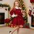 Girls' Winter Coat: Plush Lapel, Bow Detail