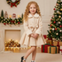 Girls' Winter Coat: Plush Lapel, Bow Detail