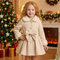 Girls' Winter Coat: Plush Lapel, Bow Detail