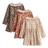 Christmas Floral Fleece Dress for Girls 2-7Y - Little Fashion