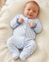 Baby Blue Elephant Print Babygrow | Tiny Baby–3–6M