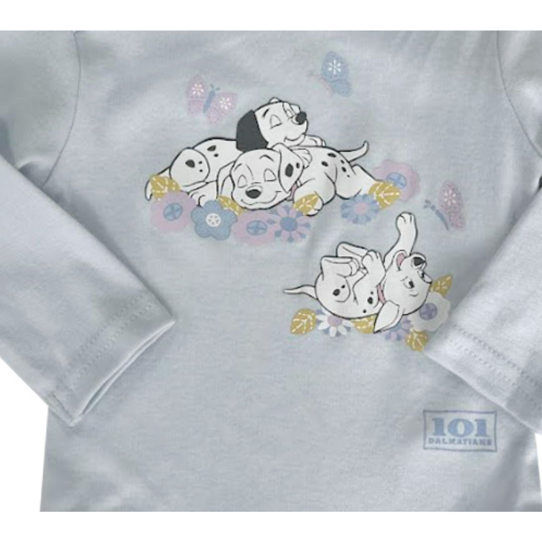Gray shirt with cartoon dog design and '101 Dalmatians' logo.