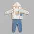the layout of Baby Boys Teddy Hoodie, T-Shirt & Bottoms Set on gray background