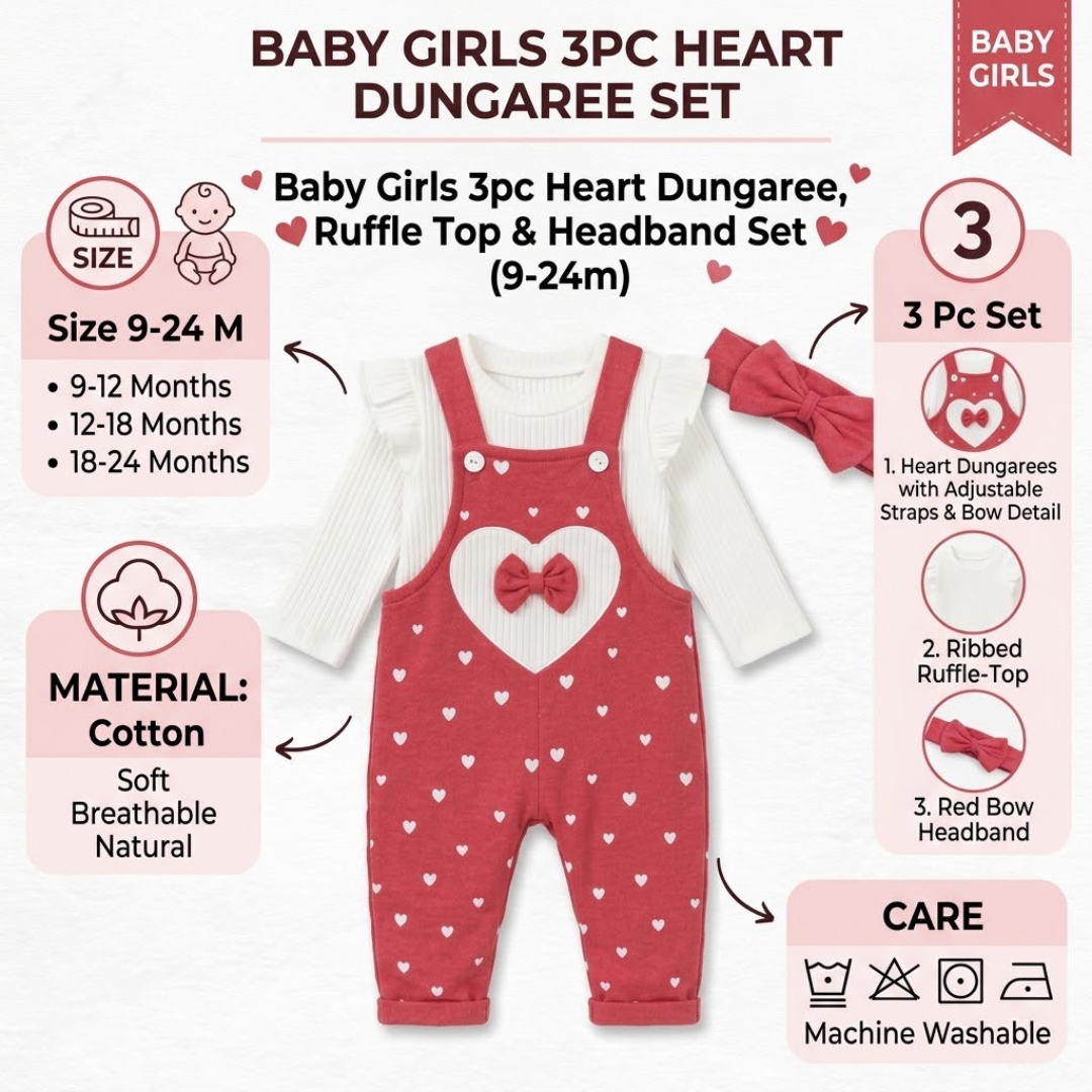 A pink 2-piece dress set illustrated on a girl, with labeled components including a faux leather moto jacket and a sequined dress top and skirt. The graphic includes material callouts, a mesh sequin detail, and size information on a light pink background.